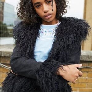 Urban Outfitters UO penny lane style Y2K faux fur trim jacket